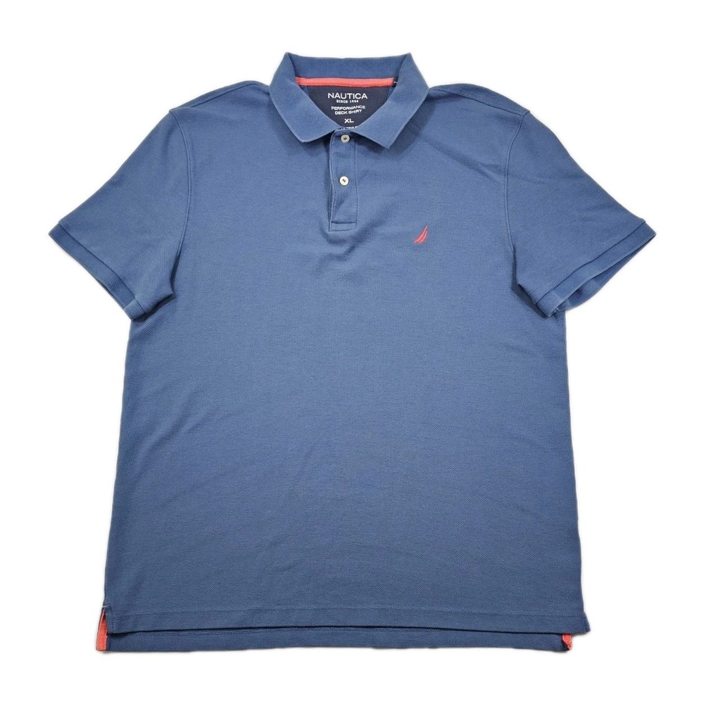 Nautica Performance Deck Shirt Classic Fit Mens XL Navy Blue Short Sleeve Polo